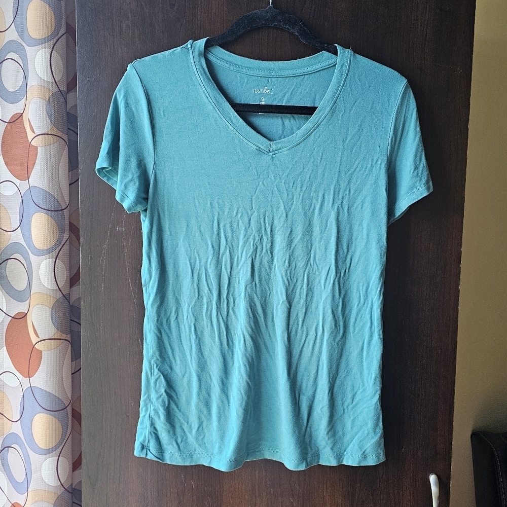 Just Be Turquoise V-Neck Short Sleeve Tee